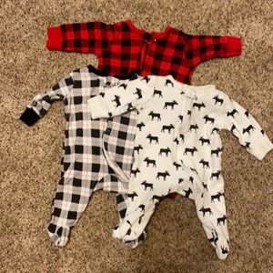 Set of 3 Footed PJs 0-3 month